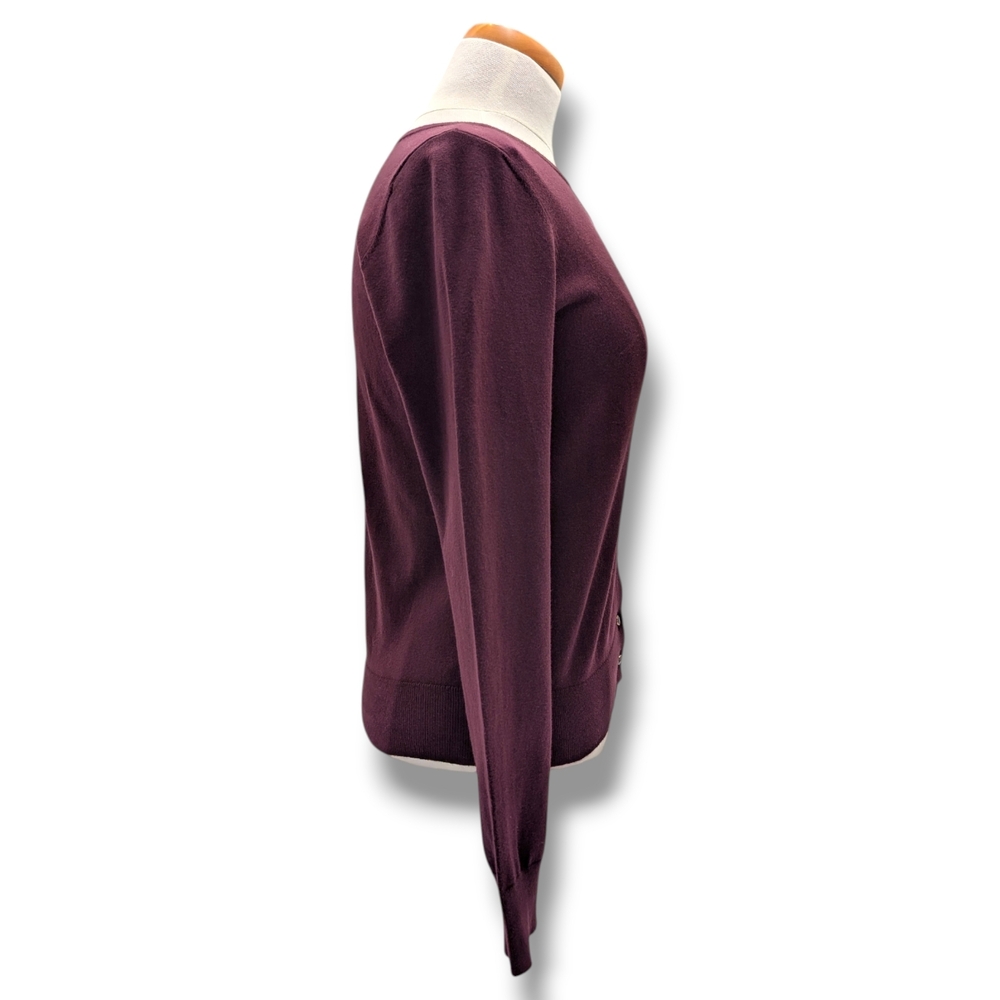 NWT Ann Taylor Factory Sz Small Women Burgundy|Purple Cardigan Soft Cotton|Nylon - Picture 13 of 16